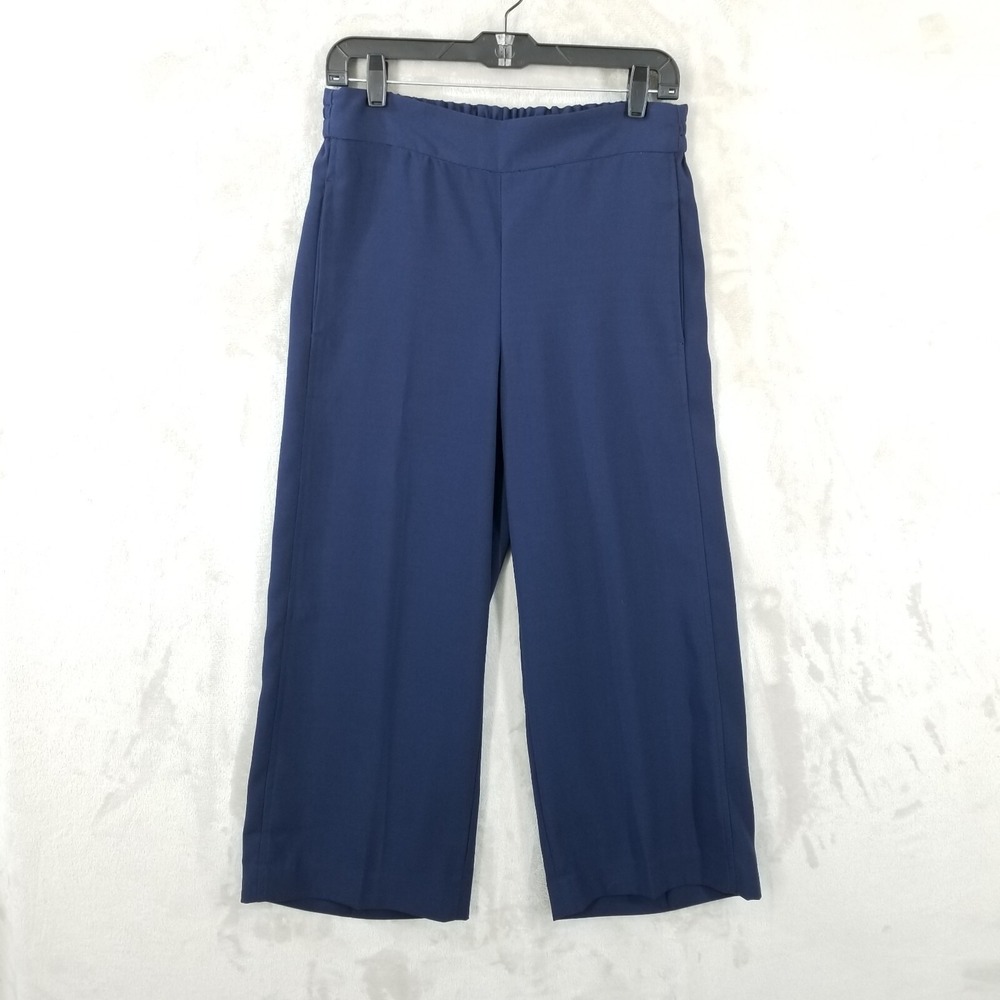 Madewell Huston Pants Women S Blue‎ Wide Leg Pull On Crop Pockets Career Office